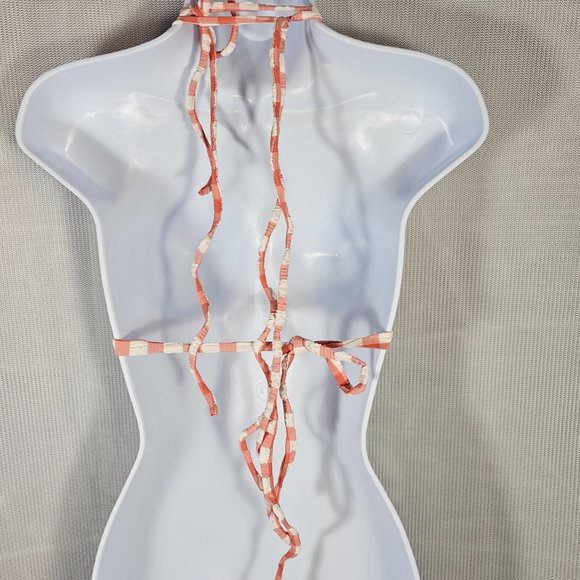 Montce Swim Shrimp Gingham Euro Bow Bikini Top Pink Size LARGE, Fit Medium - NWT - Picture 8 of 8